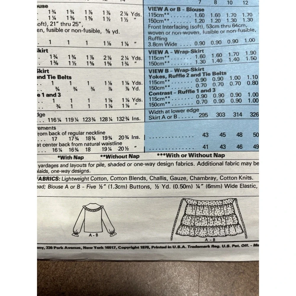 McCalls 6285 Girls Top And Skirt Size 10
